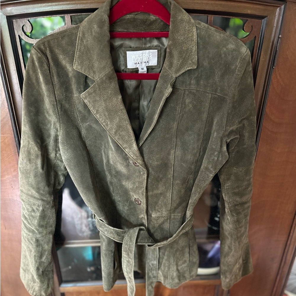 Wilsons Leather Maxima Steampunk Suede Green Jacket